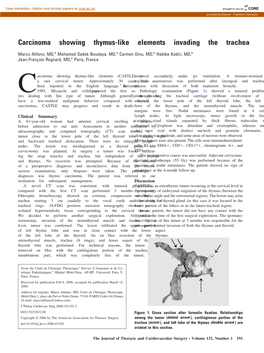 Carcinoma Showing Thymus-Like Elements Invading the Trachea