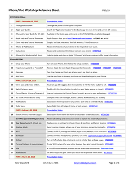 19-05-22 Iphone:Ipad Workshop Reference Sheet