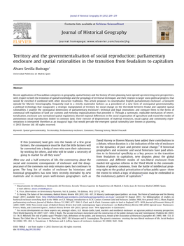 Territory and the Governmentalisation of Social Reproduction: Parliamentary Enclosure and Spatial Rationalities in the Transition from Feudalism to Capitalism