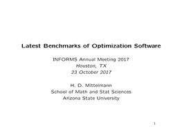 Latest Benchmarks of Optimization Software