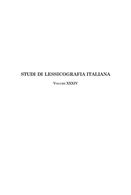 Studi Di Lessicografia Italiana