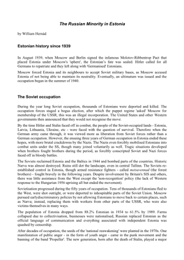 The Russian Minority in Estonia by William Hernád