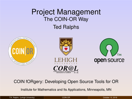 Introduction to Project Management in COIN-OR