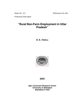 “Rural Non-Farm Employment in Uttar Pradesh”