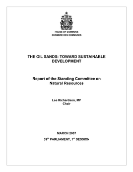 The Oil Sands: Toward Sustainable Development