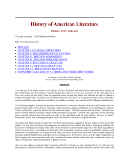 History of American Literature