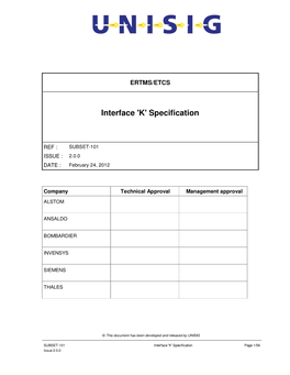 Interface 'K' Specification