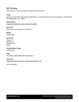 Report on the Fifth International Workshop on Chromosome 9 Held at Eynsham, Oxfordshire, UK, September 4-6, 1996