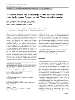 Molecular Probes and Microarrays for the Detection of Toxic Algae in the Genera Dinophysis and Phalacroma (Dinophyta)