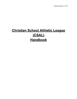 Christian School Athletic League (CSAL) Handbook