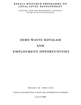 Zero Waste Kovalam and Employment Opportunities