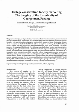 The Imaging of the Historic City of Georgetown, Penang