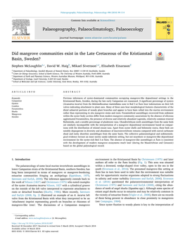 Did Mangrove Communities Exist in the Late Cretaceous of the Kristianstad T Basin, Sweden? ⁎ Stephen Mcloughlina, , David W