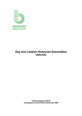 Gay and Lesbian Humanist Association (GALHA)