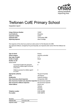 Trefonen Cofe Primary School Inspection Report