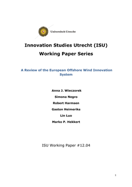 Innovation Studies Utrecht (ISU) Working Paper Series