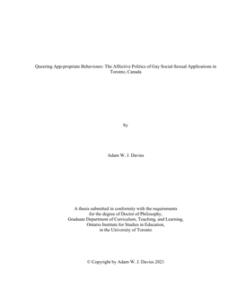 Queering App-Propriate Behaviours: the Affective Politics of Gay Social-Sexual Applications in Toronto, Canada by Adam W. J