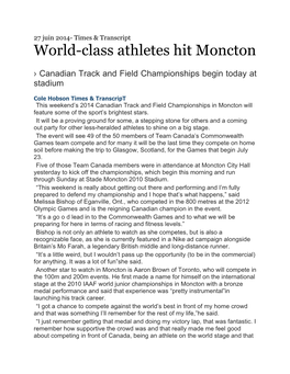 World-Class Athletes Hit Moncton