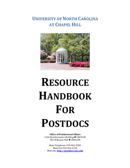 Resource Handbook for Postdocs