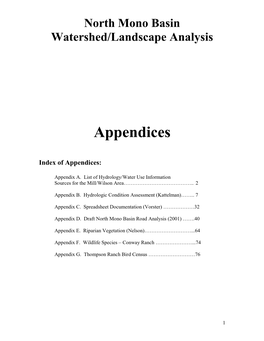 North Mono Basin Watershed Analysis