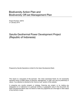 Biodiversity Action Plan and Biodiversity Off-Set Management Plan