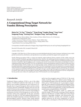 A Computational Drug-Target Network for Yuanhu Zhitong Prescription