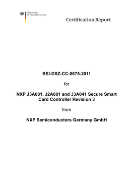 Certification Report BSI-DSZ-CC-0675-2011