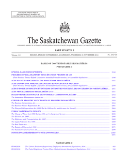 Gazette Part I, November 25, 2016