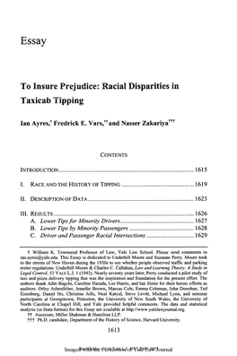 Racial Disparities in Taxicab Tipping