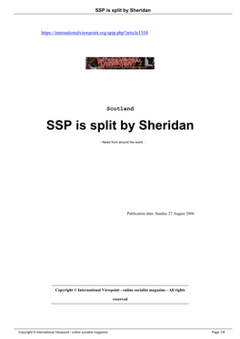 SSP Is Split by Sheridan