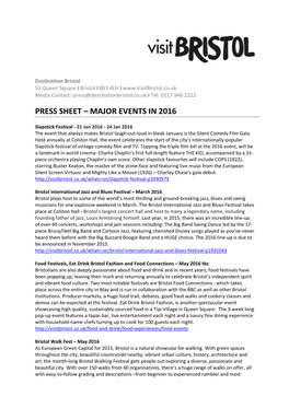 Press Sheet – Major Events in 2016