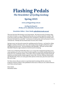 Flashing Pedals the Newsletter of Cycling Geelong