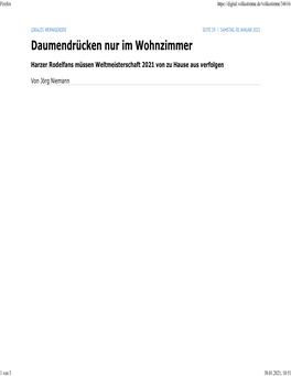 Harzer Rodelfans Müssen Weltmeisterschaft 2021 Von Zu Hause Aus Verfolgen