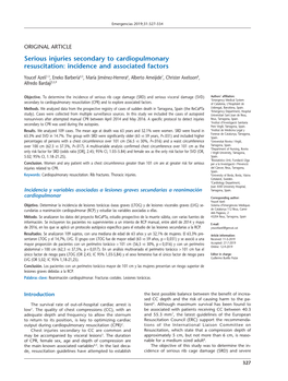 Serious Injuries Secondary to Cardiopulmonary Resuscitation: Incidence and Associated Factors