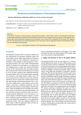 The Research and Development of Thermoplastic Elastomers