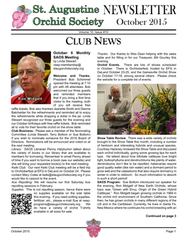 NEWSLETTER October 2015