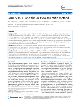 SADI, SHARE, and the in Silico Scientific Method