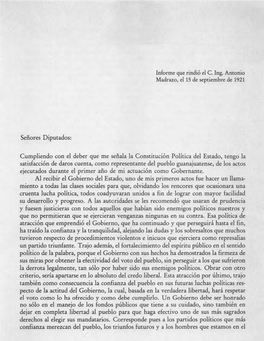 Señores Diputados: Cumpliendo Con El Deber Que Me Señala La