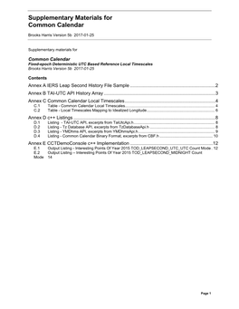 Supplementary Materials for Common Calendar