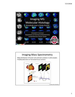 Imaging MS: Molecular Histology (Everybody Loves a Pretty Picture)