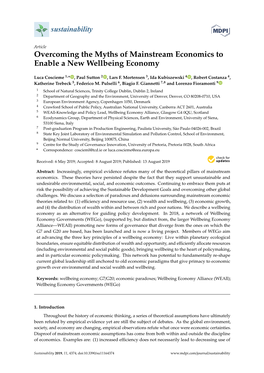 Overcoming the Myths of Mainstream Economics to Enable a New Wellbeing Economy