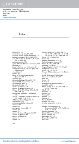 Cambridge University Press 978-1-107-19690-2 — the Briennes Guy Perry Index More Information