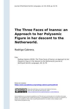 The Three Faces of Inanna: an Approach to Her Polysemic Figure in Her Descent to the Netherworld