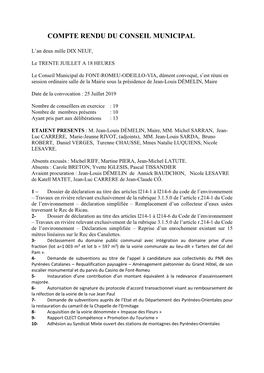 Compte Rendu Du Conseil Municipal