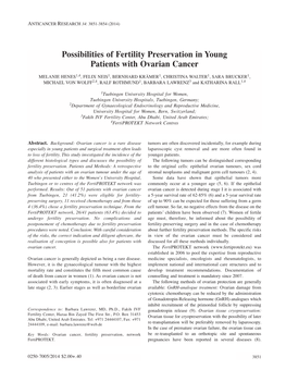 Possibilities of Fertility Preservation in Young Patients with Ovarian Cancer