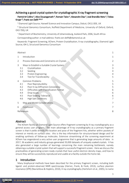 Achieving a Good Crystal System for Crystallographic X-Ray Fragment