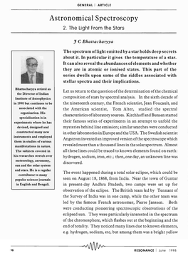 Astronomical Spectroscopy 2