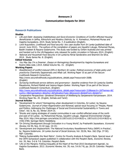 Annexure 2 Communication Outputs for 2014 Research Publications