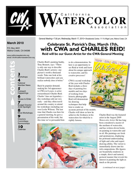 Watercolor.Org Reid Will Be Our Guest Artist for the CWA General Meeting Email: Info@Californiawatercolor.Org