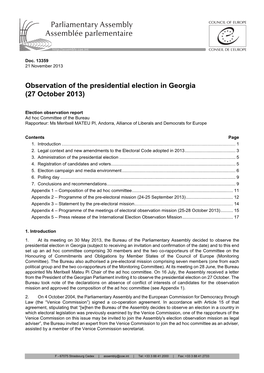 Observation of the Presidential Election in Georgia (27 October 2013)